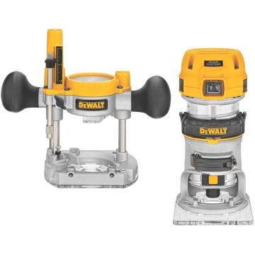 DEWALT DWP611PK 1.25 HP Max Torque Variable Speed Compact Router Combo Kit with LED's